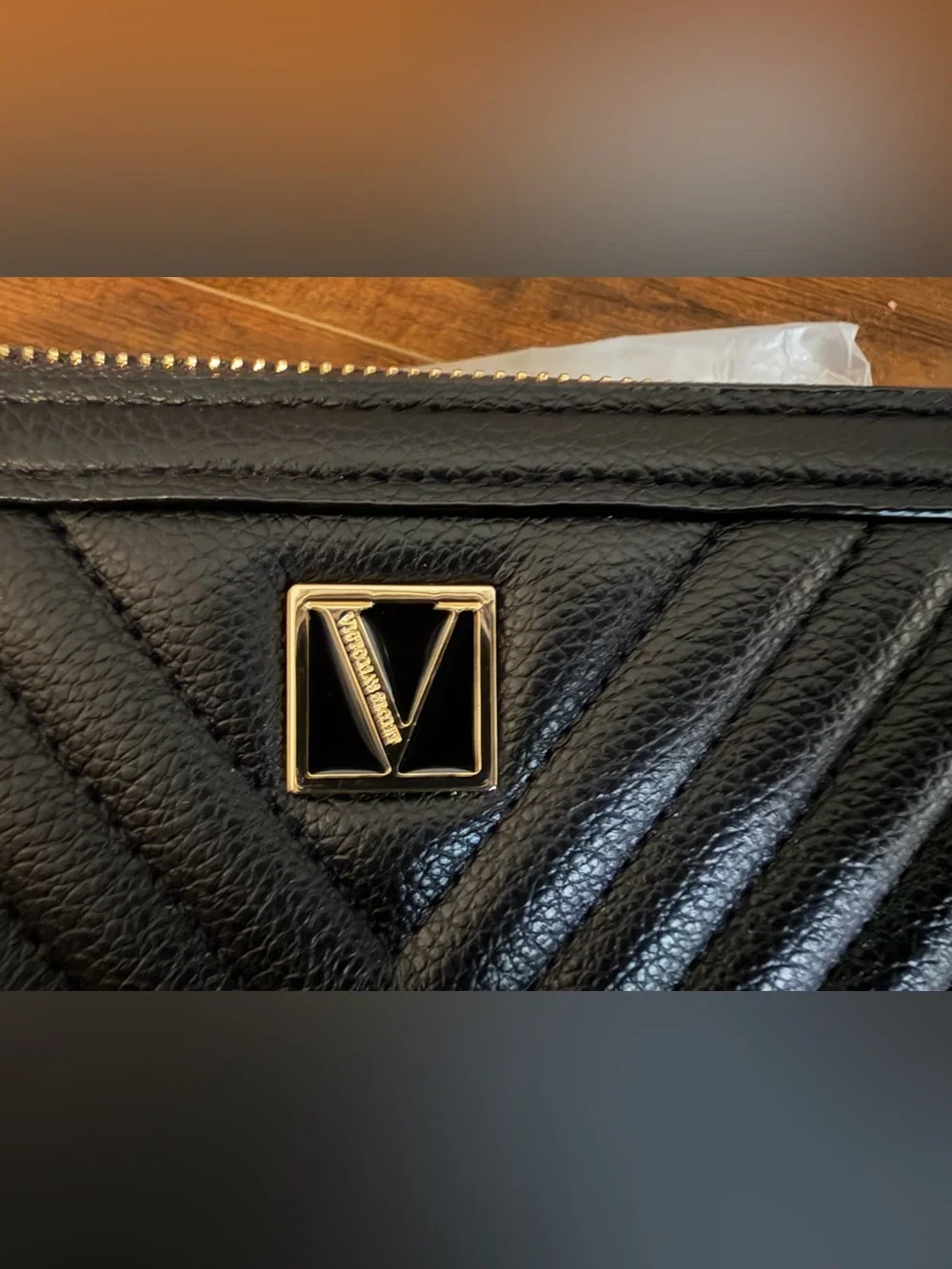 Victoria's Secret Black Quilted Long Wallet with Gold Emblem - Picture 5 of 5